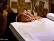 Η τελετή υπογραφής της αγιοκατάταξης του Οσίου Βησσαρίωνος του Αγαθωνίτη στο Φανάρι