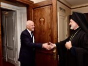 Archbishop Elpidophoros Meets with Former Prime Minister George Papandreou