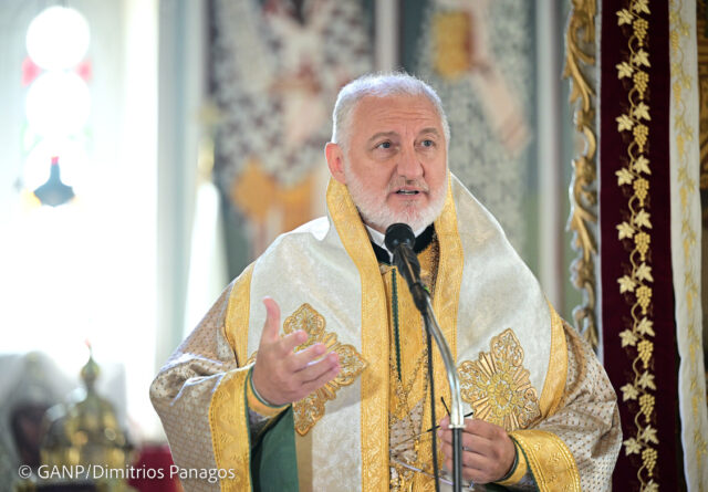 H.E. Archbishop Elpidophoros of AmericaOfficiated Liturgy today Sept. 4th, 2022 at Kimisis tis Theotokou Greek Orthodox Church in Kallimasia, Chios. At the end of the Liturgy H.E. Presided at the Memorial Service for Ecumenical Patriarchs Ioakim II, and