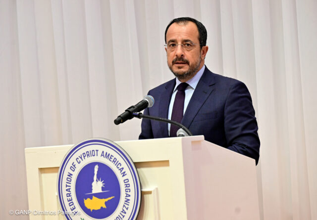 The President of Cyprus Nikos Christodoulides met with Members of The Federation of Cypriot American Organizations at Terrace On The Park in Queens tonight. Later President Christodoulides spoke at the members of these Greek and Cypriot American Community